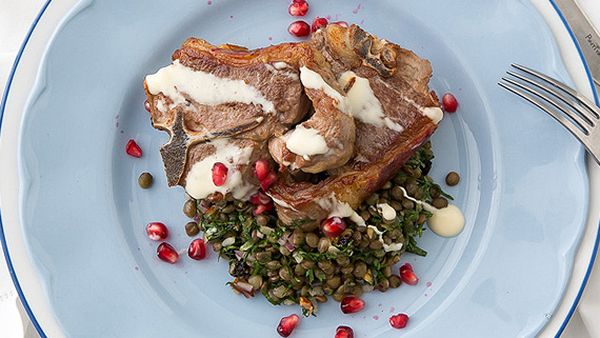 George Calombaris' lamb loin chops with a Cypriot grain salad