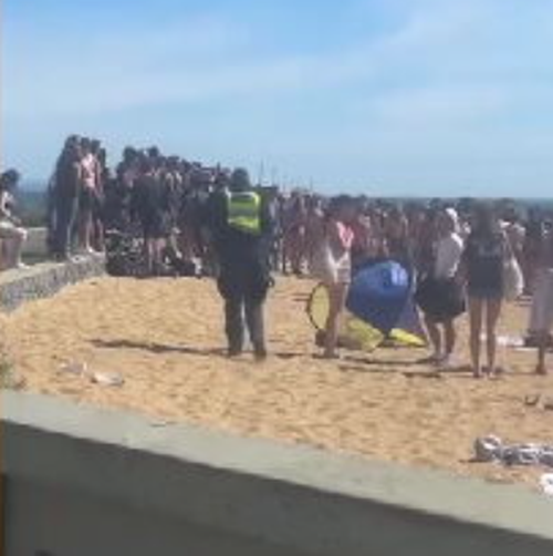 Up to 200 teenagers turned up to Mordialloc Beach yesterday.