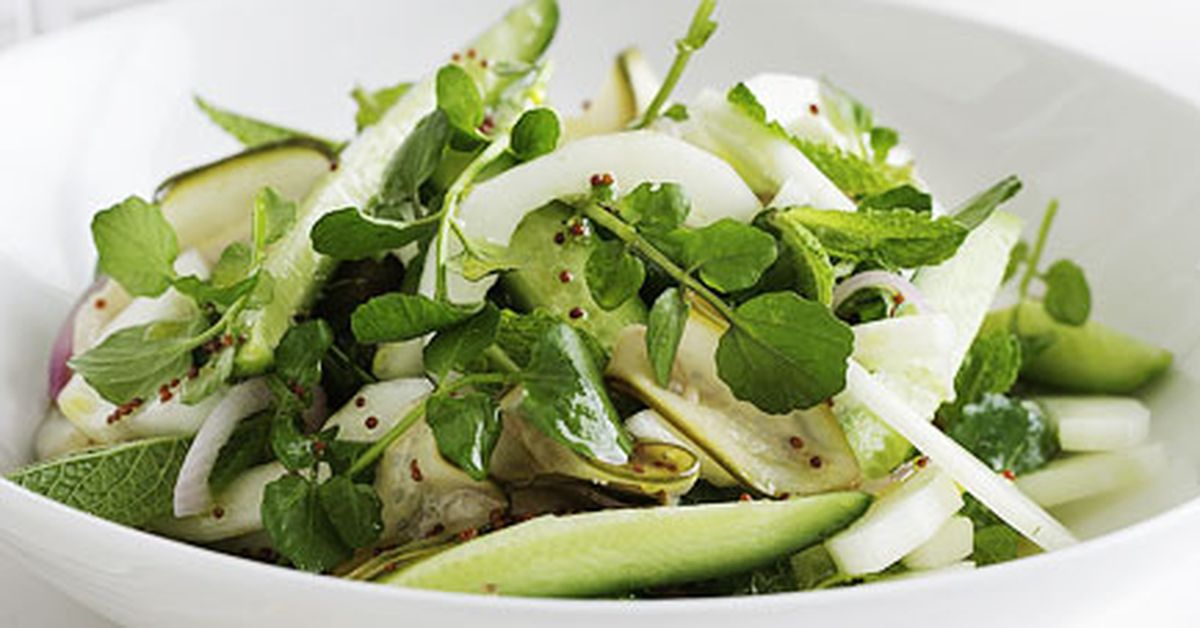 Cucumber, mint and watercress salad with mustard seed dressing - 9Kitchen