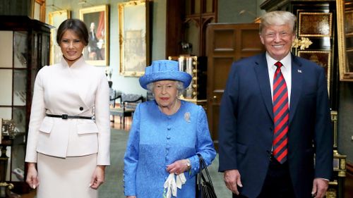 The heads of state are meeting over tea for 30 minutes before Mr Trump departs England for a weekend in Scotland. Picture: AP