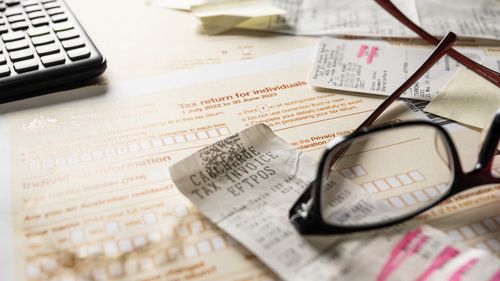 Receipts and a tax return.
