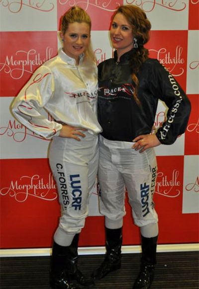 Caitlin (L) always appeared destined to work in the racing industry.