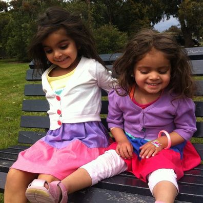 Meesha (right) with her elder sister.