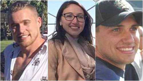 James Pedroza (left), pilot Erik Valente (middle) and Iris Carolina Garcia Rodriguez (right) were also killed. 