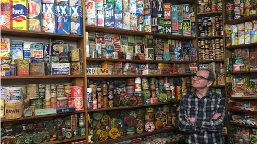 Marcus Taft with his impressive collection. (9NEWS)