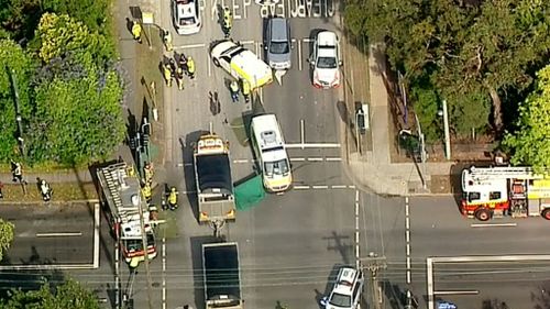 A stretch of Peats Ferry Road was closed after the accident yesterday. (9NEWS)