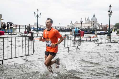 It was unfortunate timing for the Venice Marathon although some runners still attempted the course.