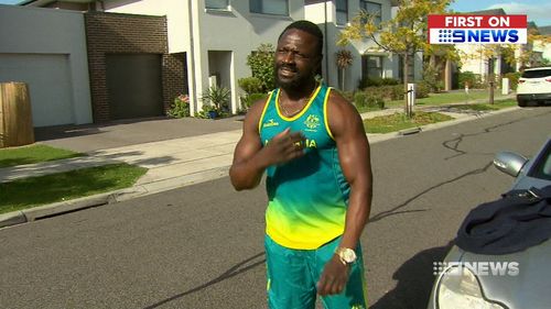 Nursing a torn bicep, the athlete noticed his car had been broken into when he woke this morning, before he realised the treasured medal was gone. Picture: 9NEWS.