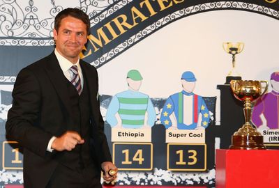 Michael Owen took part in the Melbourne Cup barrier draw. (Getty)