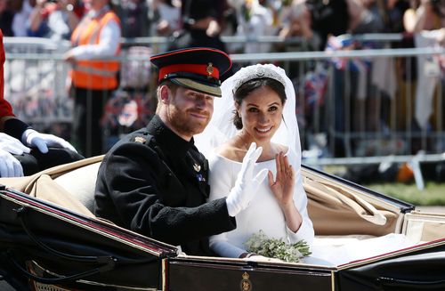 The husband and wife had a truly picturesque wedding on beautiful English day. (AAP)