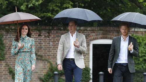 Prince Harry with the Duke and Duchess of Cambridge. (AAP)