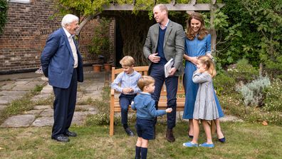 The Duke and Duchess of Cambridge and family with environmentalist Sir David Attenborough.