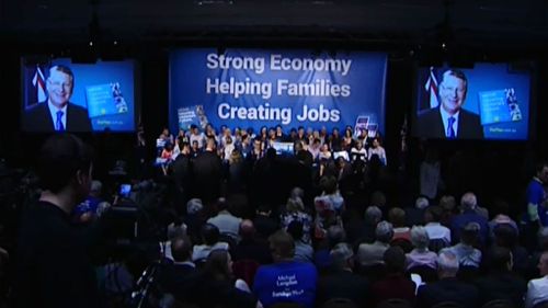 The Coalition campaign launch took on an almost party-like atmosphere, complete with balloons. (9NEWS)