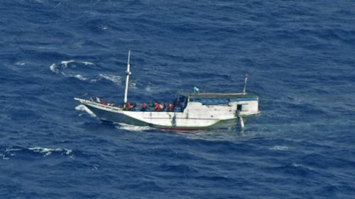 An asylum seeker boat in the Java Sea. (AAP)