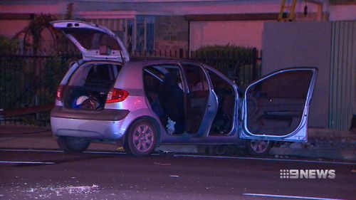 Maple's car hit a pole in Glengowrie on Sunday night. (9NEWS)