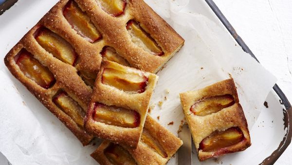 Plum and almond slice