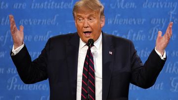 President Donald Trump speaks during the first presidential debate with Democratic presidential candidate former Vice President Joe Biden Tuesday, Sept. 29, 2020, at Case Western University and Cleveland Clinic, in Cleveland. (AP Photo/Julio Cortez)