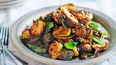 Recipe: <a href="http://kitchen.nine.com.au/2016/05/16/13/23/crisp-brussels-sprouts-with-lentils" target="_top">Crisp Brussels sprouts with lentils</a>