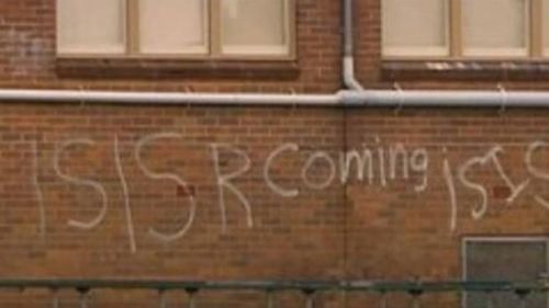 One of the schools was vandalised last year with "ISIS R COMING". (Supplied)