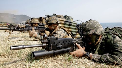 US and South Korean soldiers in a previous joint exercise. (AP).