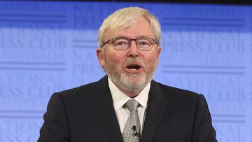 Former Prime Minister Kevin Rudd during his address to the National Press Club of Australia in Canberra 