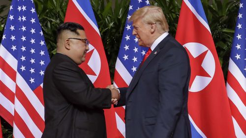 Kim Jong-un pictured meeting Donald Trump in June. Picture: AAP