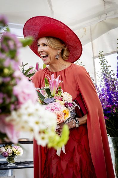 NAIROBI, KENYA - MARCH 18: Queen Maxima of The Netherlands visits a Dutch Kenyan business forum with themes of flowers and innovation on March 18, 2025 in Nairobi, Kenya.  (Photo by Patrick van Katwijk/Getty Images)