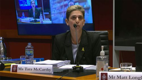 Transport for NSW deputy secretary Tara McCarthy addresses mobile speed camera signage.