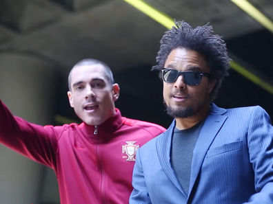 Ethan Browne (left) in the music video for his duo Alain Zane' song Kite.