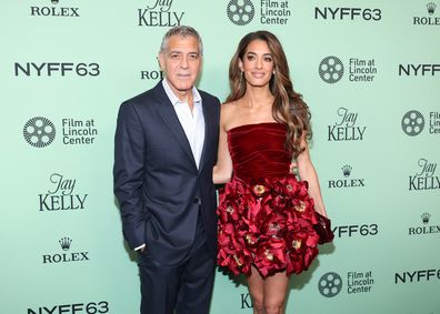 George Clooney and Amal Clooney at the Jay Kelly Red Carpet during the 63rd New York Film Festival at Alice Tully Hall, Lincoln Center on September 29, 2025 in New York City. 