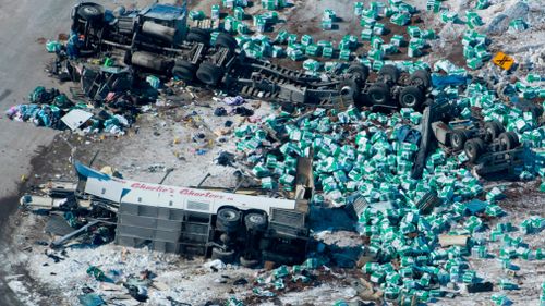 A doctor compared the bus and truck crash to an airstrike. (AP)