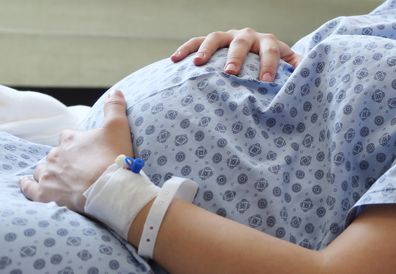 Pregnant women in hospital about to have a caesarean