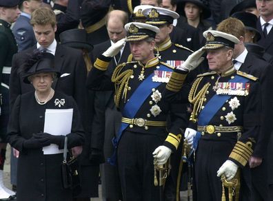 The Royal Family Gather At Westminster Abbey For The Funeral Of The Queen Mother