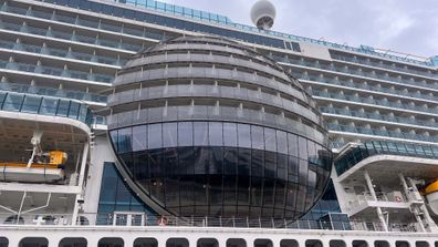 The Sphere sticks out the side of Sun Princess.