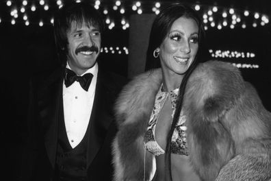 Sonny Bono and Cher attend the Golden Globe Awards