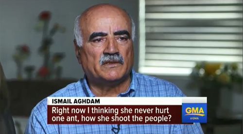 Aghdam's father, Ismail, said he is unable to understand how she could shoot people when she could "never hurt one ant". Picture: ABC News.