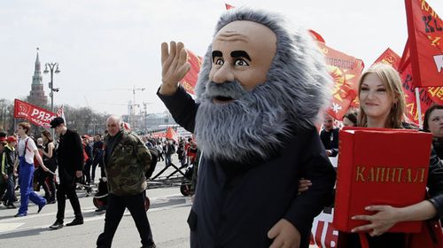 Russians celebrated revolutionary Karl Marx in Moscow. (AP).