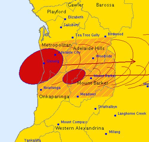 The Bureau of Meteorology detected a powerful storm cell moving through Adelaide. (BoM)