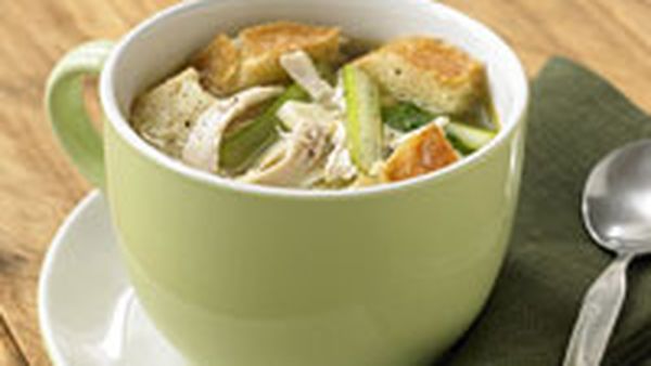 Chicken, celery and bread broth