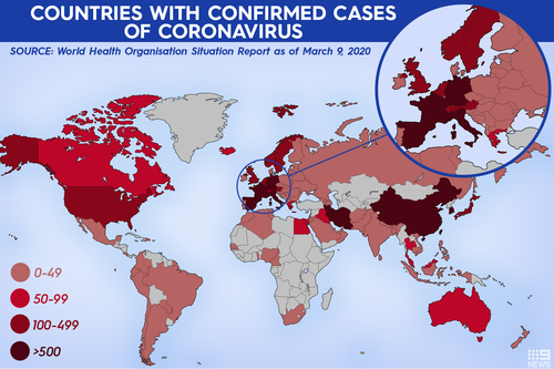 The global spread of coronavirus.