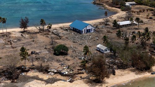 Tonga volcano eruption tsunami aerial reconnaissance photographs