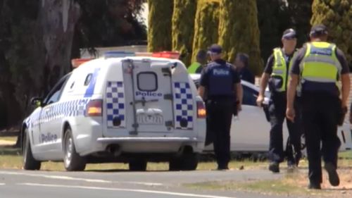 Police at the scene in Red Cliffs this afternoon.