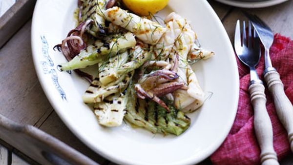 Grilled calamari with fennel and lemon salt