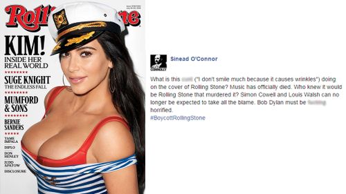 #BoycottRollingStone: Sinead O'Connor posts expletive-ridden Facebook rant over Kardashian West Rolling Stone cover
