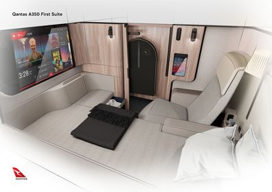 inside qantas boeing a350 first class cabin