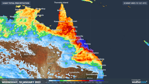 Over the next few days parts of central Queensland could receive another 500mm of rain. That's in addition to the 500mm that's already fallen. 