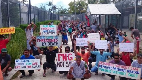 About 600 asylum seekers and refugees have barricaded themselves inside the mothballed Lombrum detention centre. (AAP)