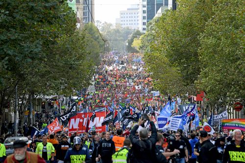 A similar rally earlier this year brought the CBD to a crawl with protesters walking along the roads. 