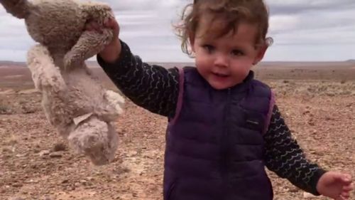 Little Morgan took her first steps in the red centre. (Supplied)