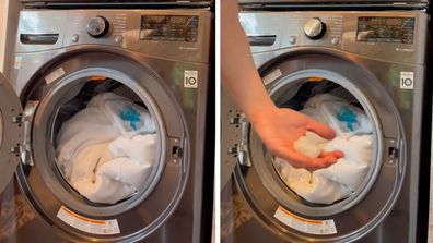 TikTok washing laundry whites cleaning hack